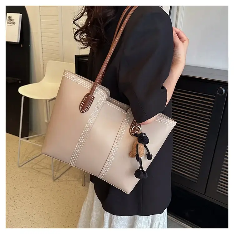 Brown DIY Handmade Stitching Tote Bag Large Capacity — feature 14