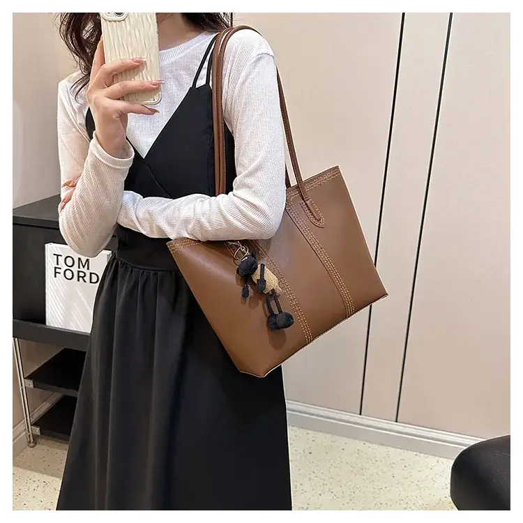 Brown DIY Handmade Stitching Tote Bag Large Capacity — feature 20