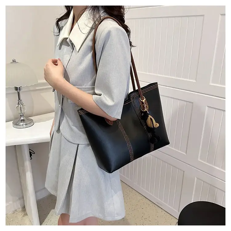 Brown DIY Handmade Stitching Tote Bag Large Capacity — feature 21