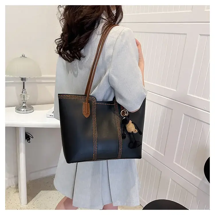 Brown DIY Handmade Stitching Tote Bag Large Capacity — feature 23