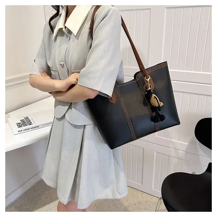 Brown DIY Handmade Stitching Tote Bag Large Capacity — feature 24