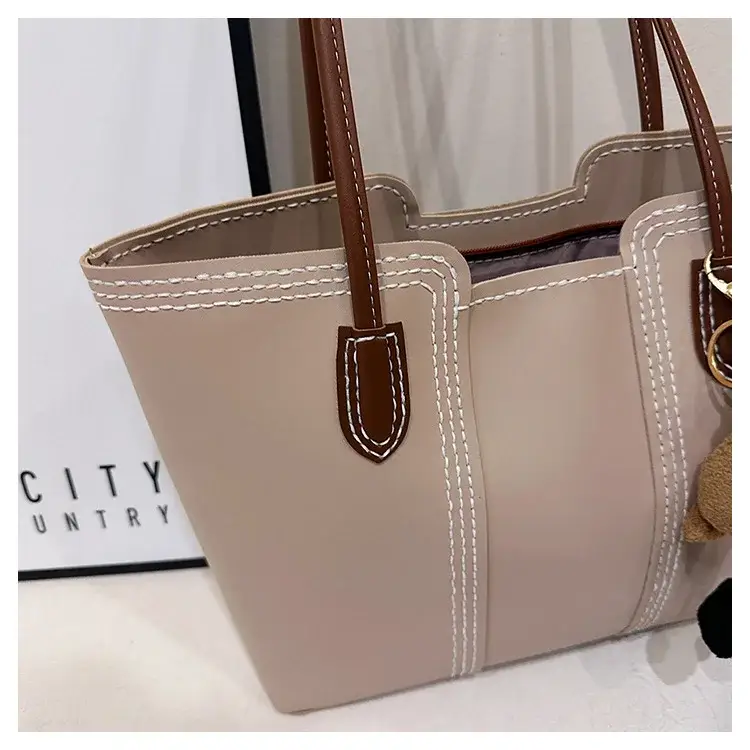 Brown DIY Handmade Stitching Tote Bag Large Capacity — feature 4