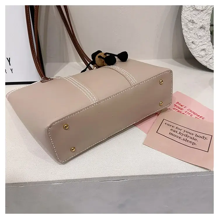 Brown DIY Handmade Stitching Tote Bag Large Capacity — feature 5
