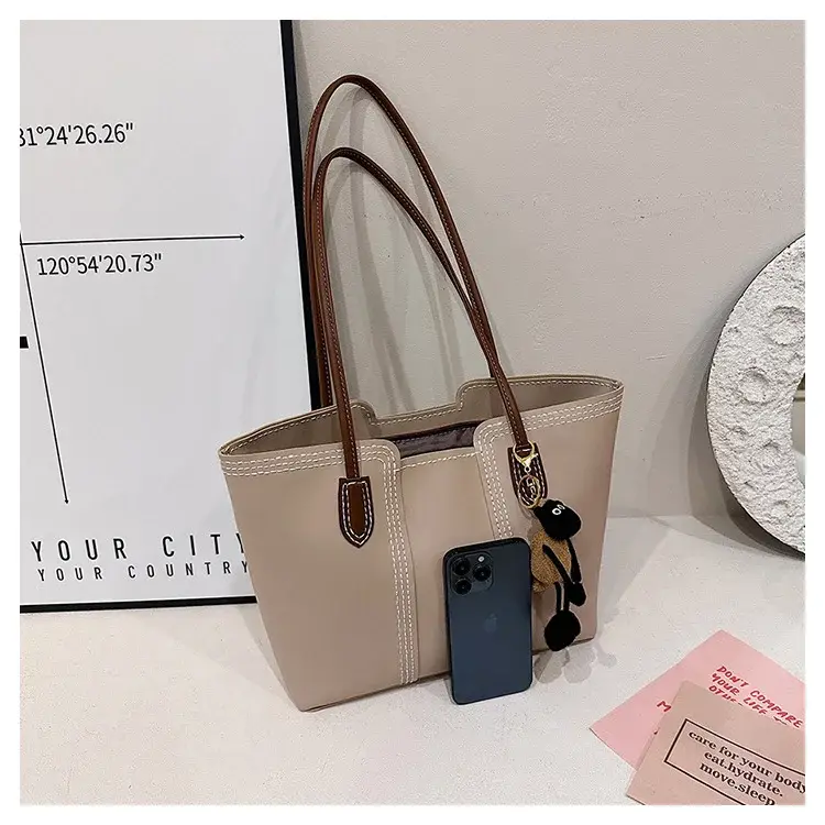 Brown DIY Handmade Stitching Tote Bag Large Capacity — feature 6