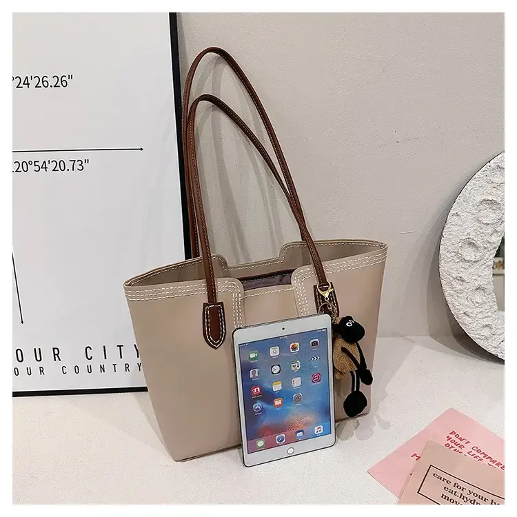 Brown DIY Handmade Stitching Tote Bag Large Capacity — feature 7