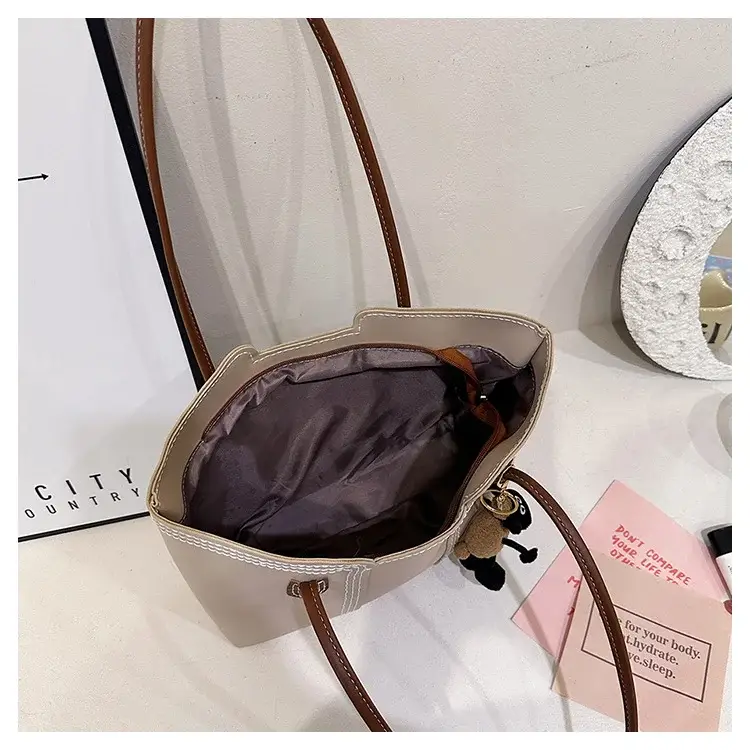 Brown DIY Handmade Stitching Tote Bag Large Capacity — feature 8