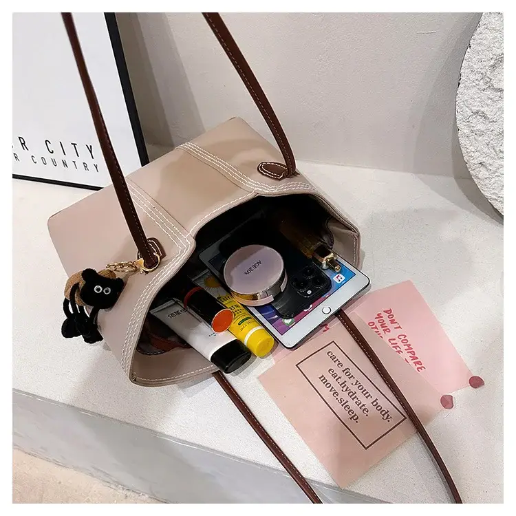 Brown DIY Handmade Stitching Tote Bag Large Capacity — feature 9