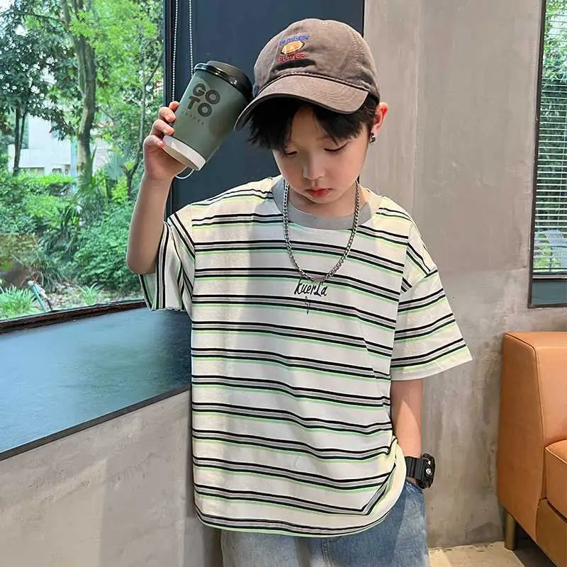 Boy's Striped Cotton T-Shirt Summer Wear - Image 5
