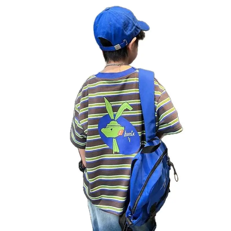 Boy's Striped Cotton T-Shirt Summer Wear - Image 7