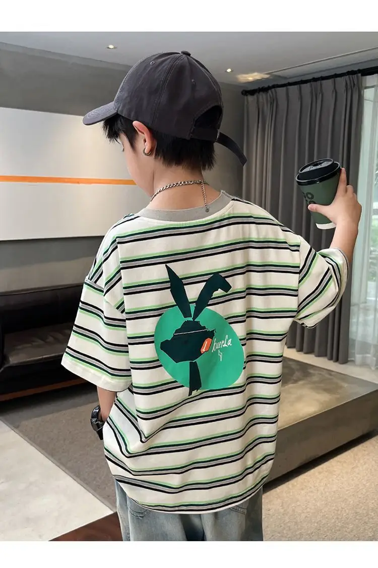 Boy's Striped Cotton T-Shirt Summer Wear — feature 10