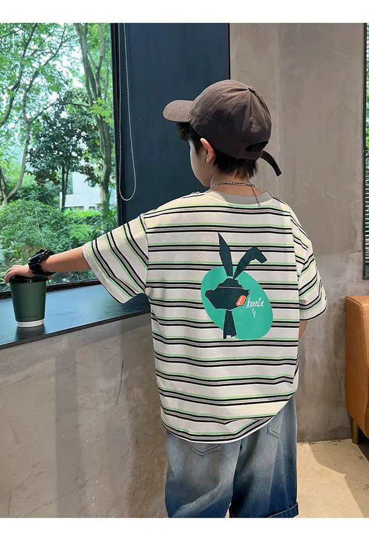 Boy's Striped Cotton T-Shirt Summer Wear — feature 11