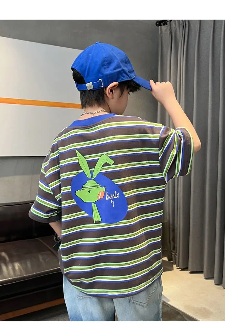 Boy's Striped Cotton T-Shirt Summer Wear — feature 12