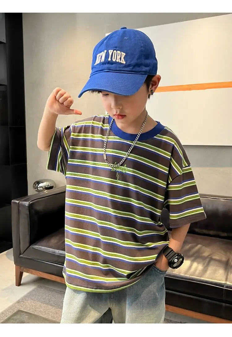 Boy's Striped Cotton T-Shirt Summer Wear — feature 13