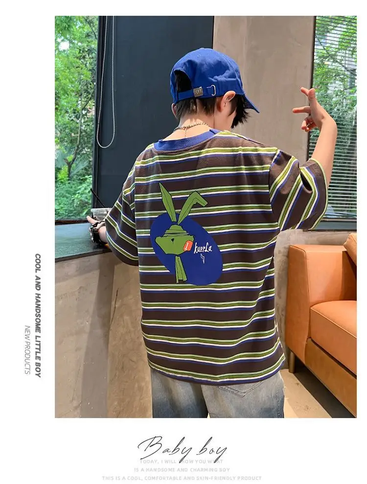 Boy's Striped Cotton T-Shirt Summer Wear — feature 14