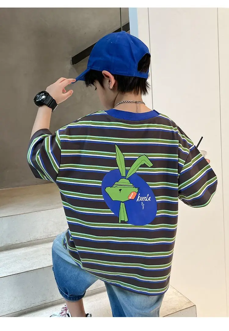 Boy's Striped Cotton T-Shirt Summer Wear — feature 15
