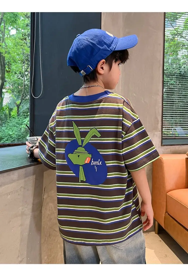Boy's Striped Cotton T-Shirt Summer Wear — feature 17