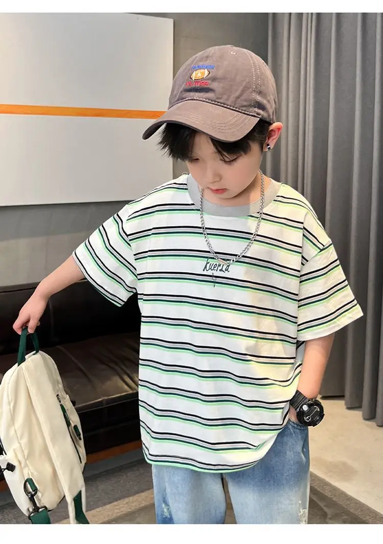Boy's Striped Cotton T-Shirt Summer Wear — feature 6