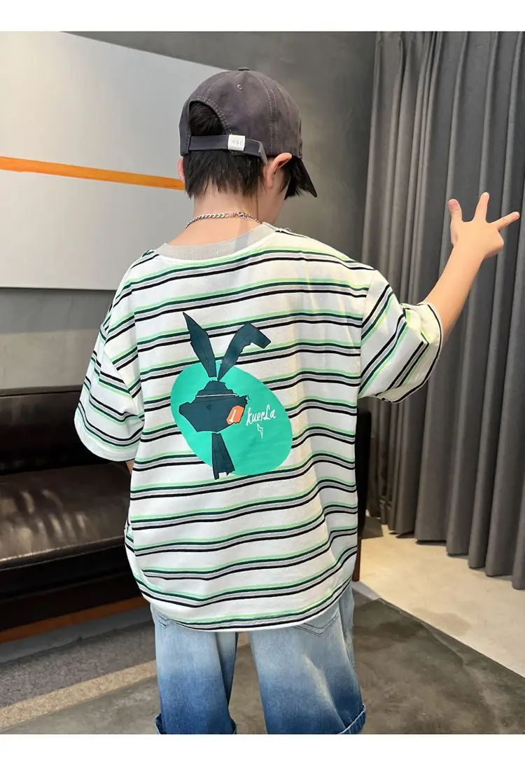Boy's Striped Cotton T-Shirt Summer Wear — feature 7