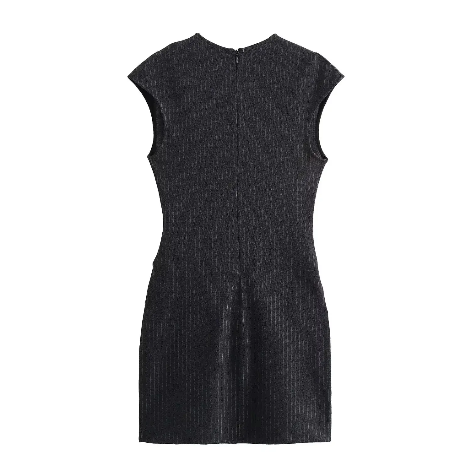 Cross-Border Dress Belted Sleeveless Black Checkered Black — feature 4