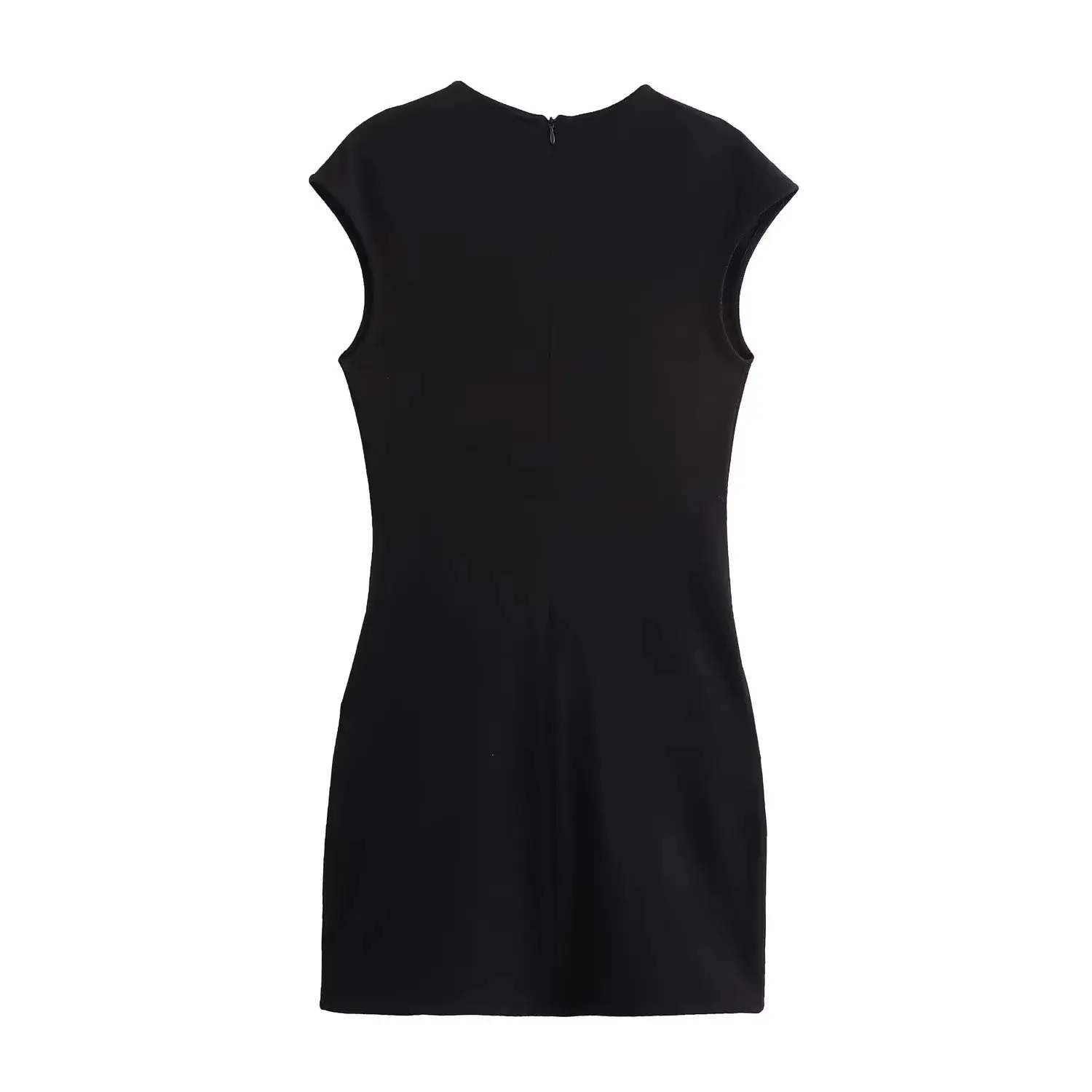 Cross-Border Dress Belted Sleeveless Black Checkered Black — feature 8