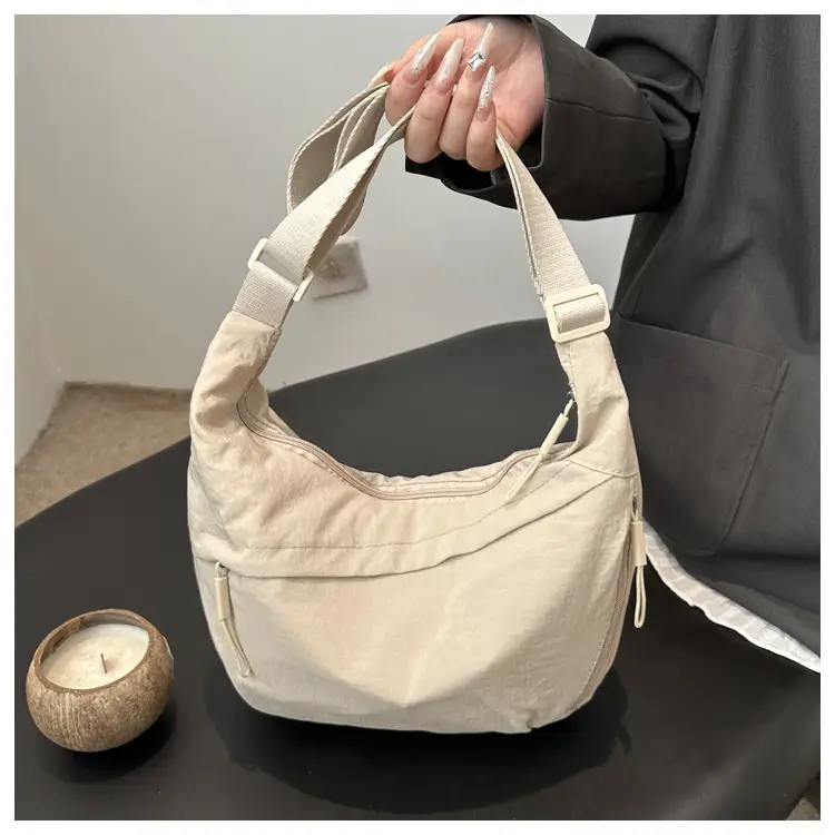 Pink Nylon Shoulder Bag for Women, 2025 New Style, Large Capacity, Lightweight, Artistic Design — feature 11