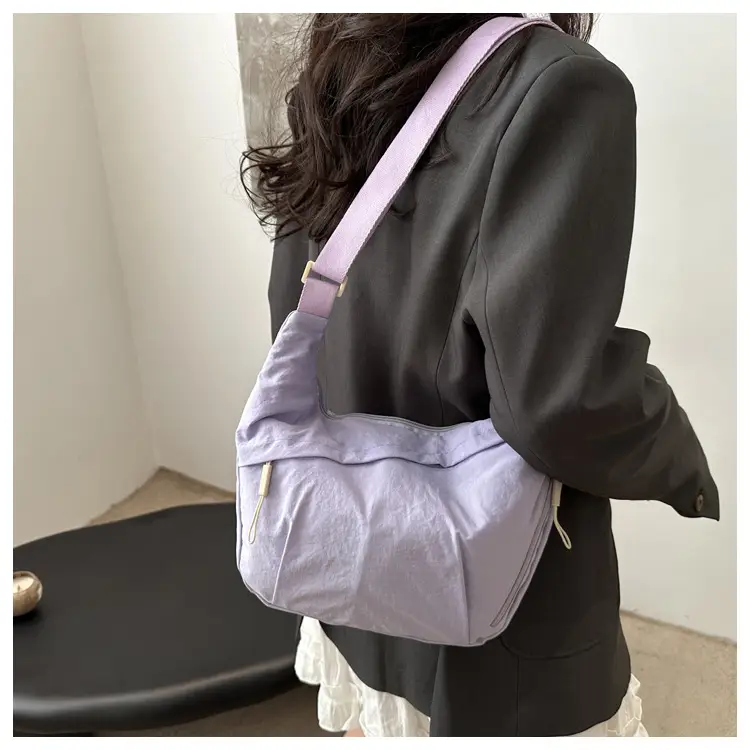 Pink Nylon Shoulder Bag for Women, 2025 New Style, Large Capacity, Lightweight, Artistic Design — feature 14