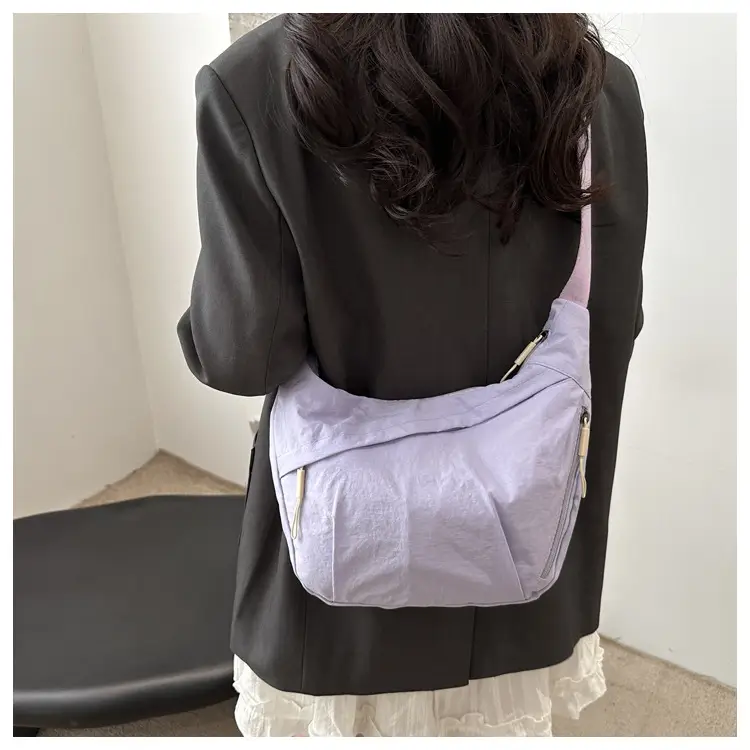 Pink Nylon Shoulder Bag for Women, 2025 New Style, Large Capacity, Lightweight, Artistic Design — feature 15