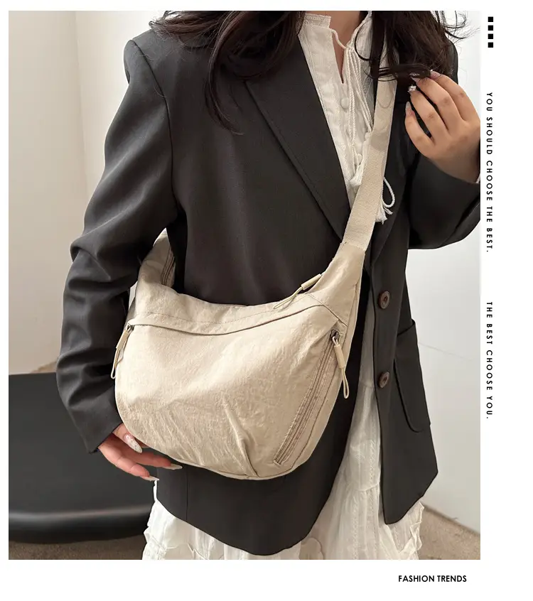 Pink Nylon Shoulder Bag for Women, 2025 New Style, Large Capacity, Lightweight, Artistic Design — feature 2
