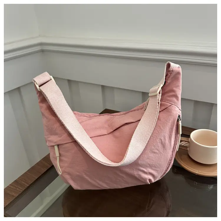 Pink Nylon Shoulder Bag for Women, 2025 New Style, Large Capacity, Lightweight, Artistic Design — feature 32