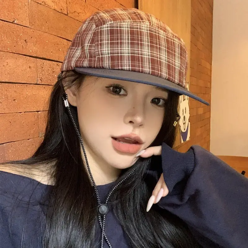 Vintage Plaid Baseball Cap Women Summer Lightweight Breathable