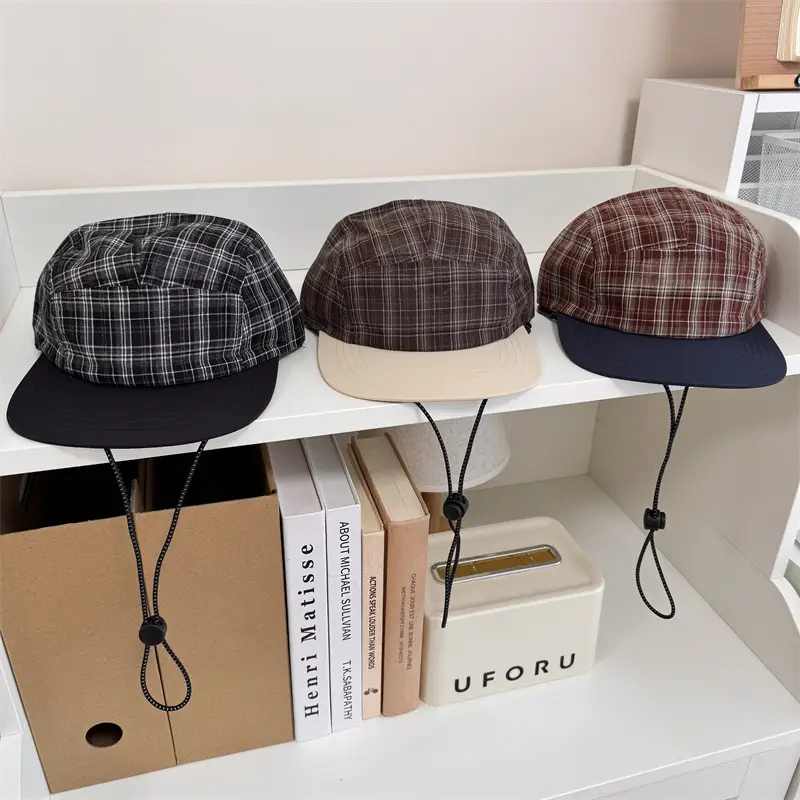 Vintage Plaid Baseball Cap Women Summer Lightweight Breathable