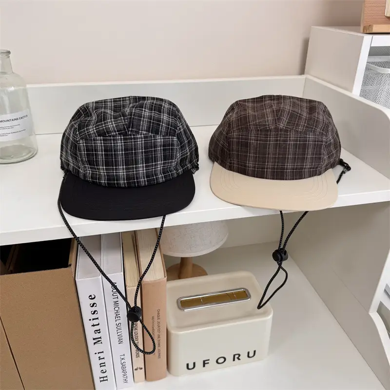 Vintage Plaid Baseball Cap Women Summer Lightweight Breathable