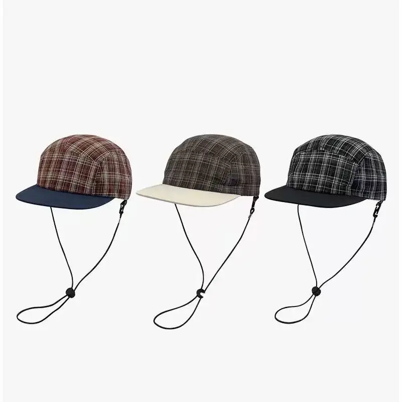 Vintage Plaid Baseball Cap Women Summer Lightweight Breathable