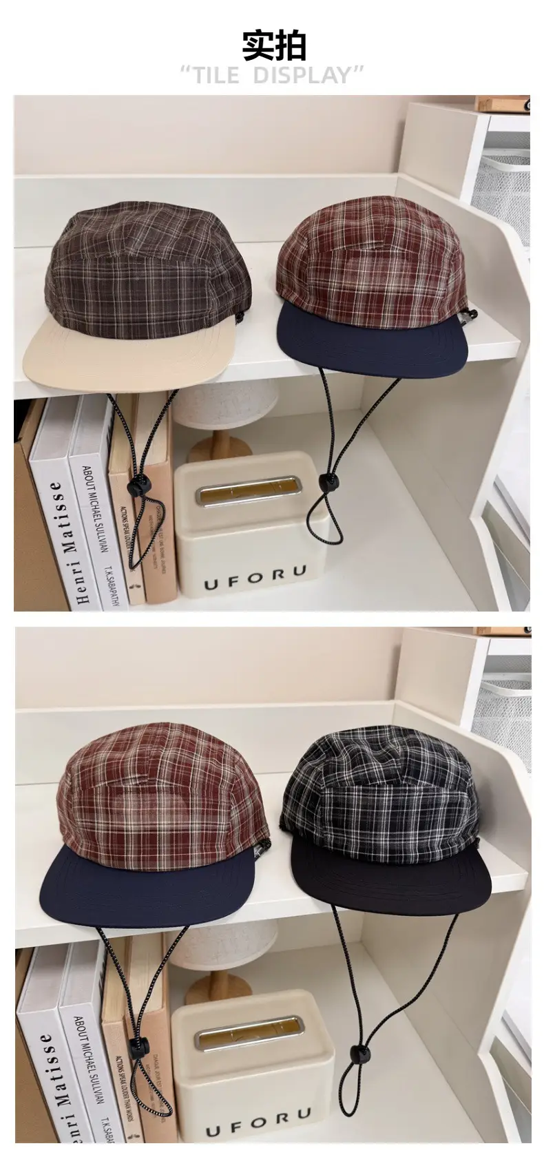 Vintage Plaid Baseball Cap Women Summer Lightweight Breathable — feature 3