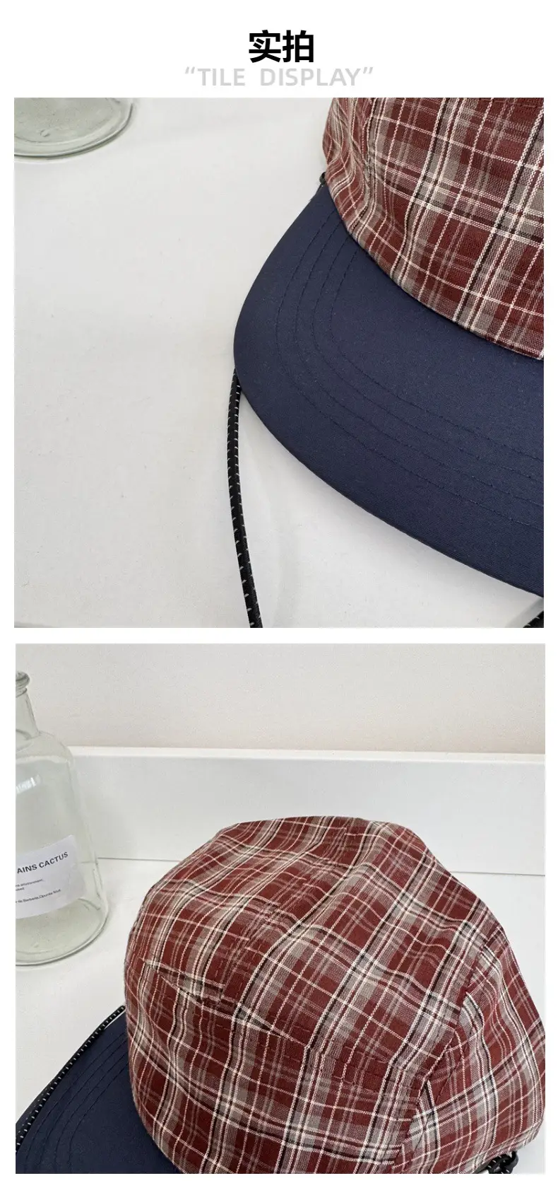 Vintage Plaid Baseball Cap Women Summer Lightweight Breathable — feature 4
