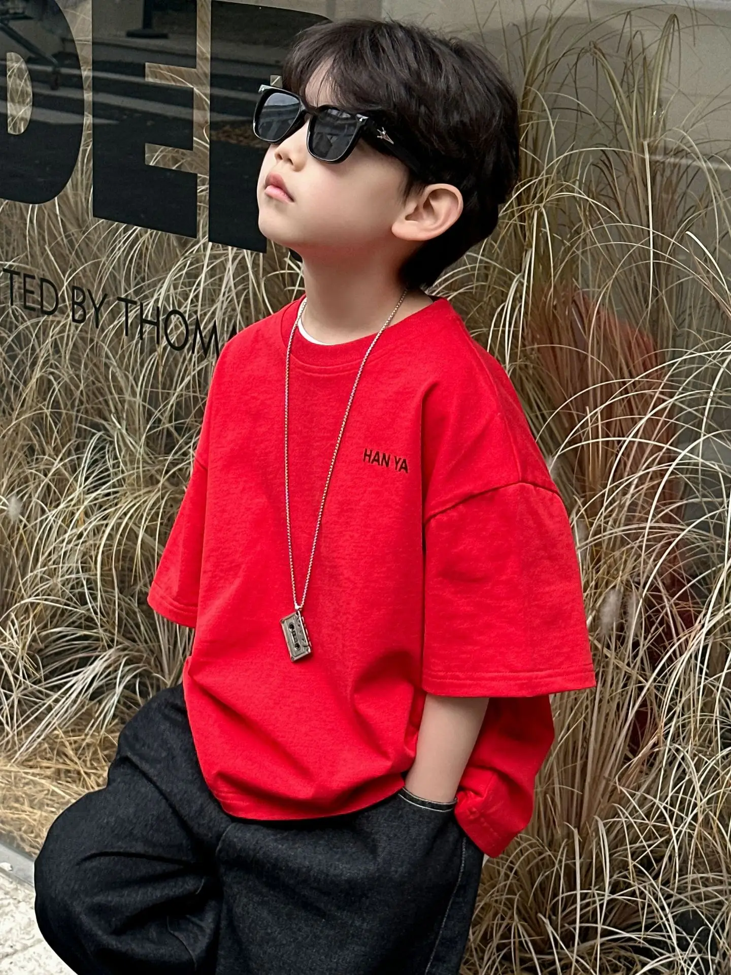 Kids Red T-Shirt 2025 Summer Boys Korean Style All-Match - Image 6