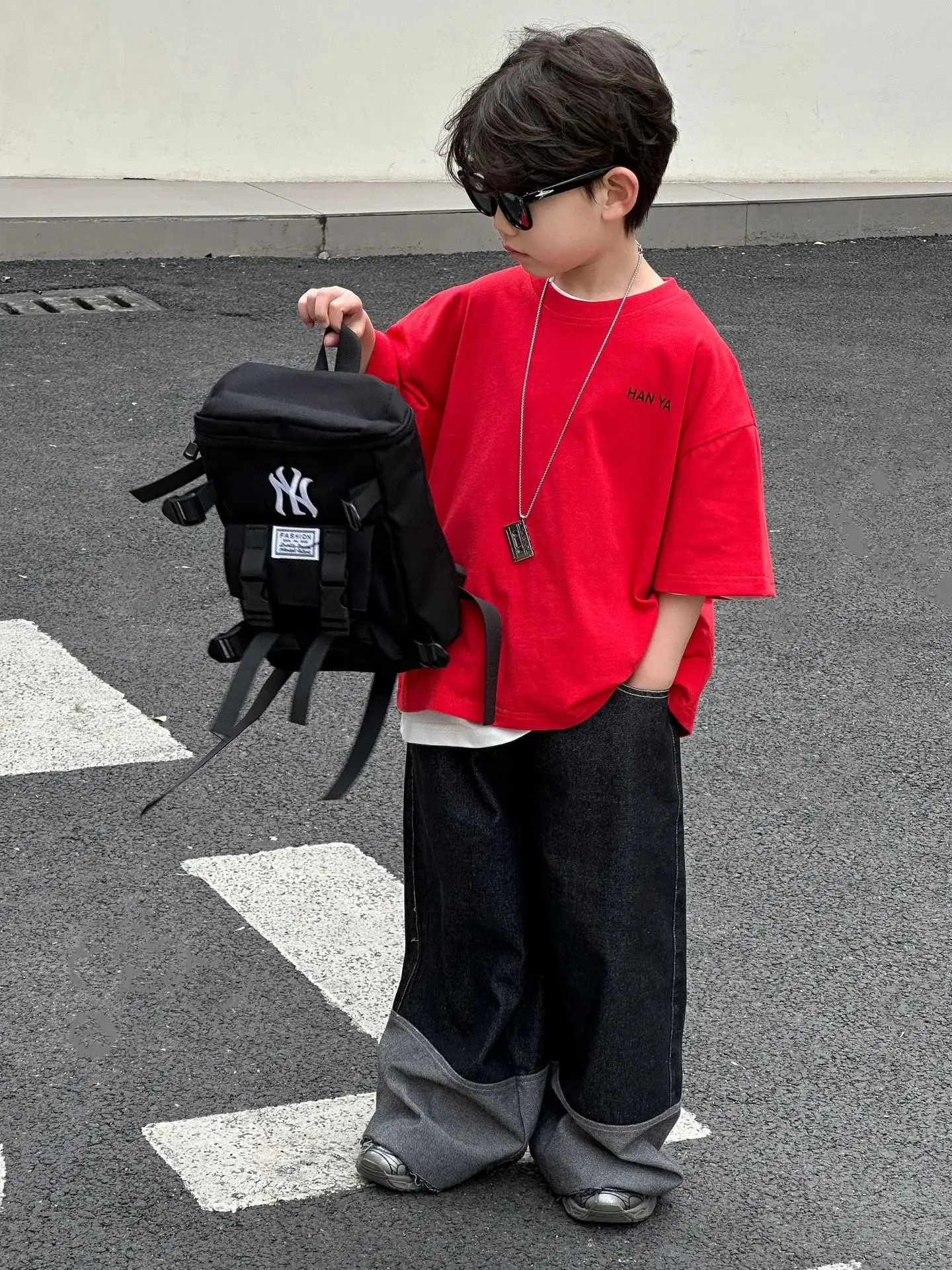 Kids Red T-Shirt 2025 Summer Boys Korean Style All-Match — feature 7