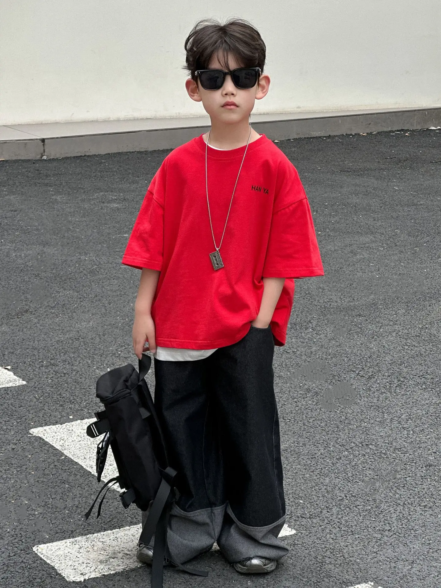 Kids Red T-Shirt 2025 Summer Boys Korean Style All-Match — feature 9
