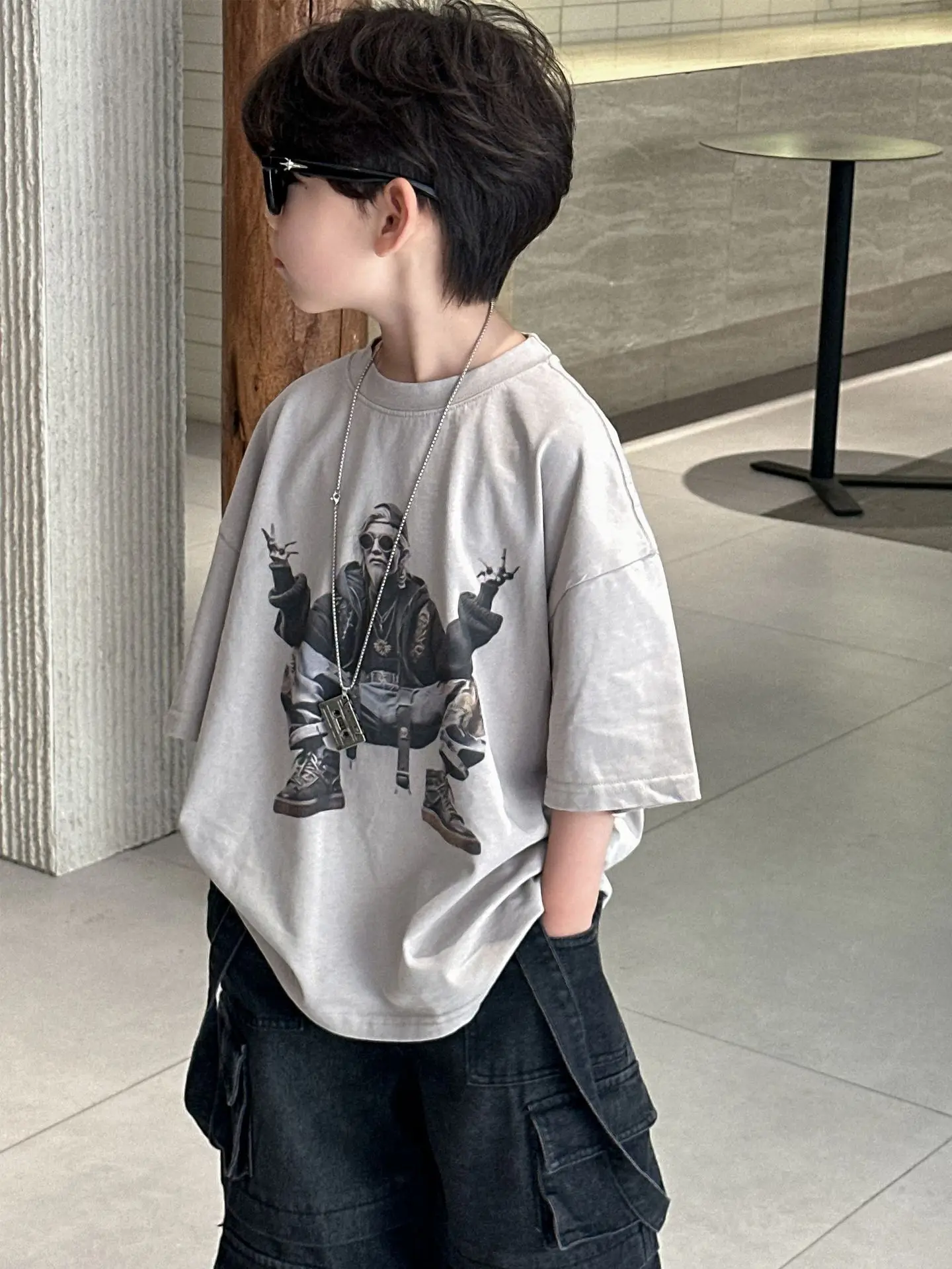 Kids Pure Cotton Graphic T-Shirt Summer Boys Loose Fit — feature 12