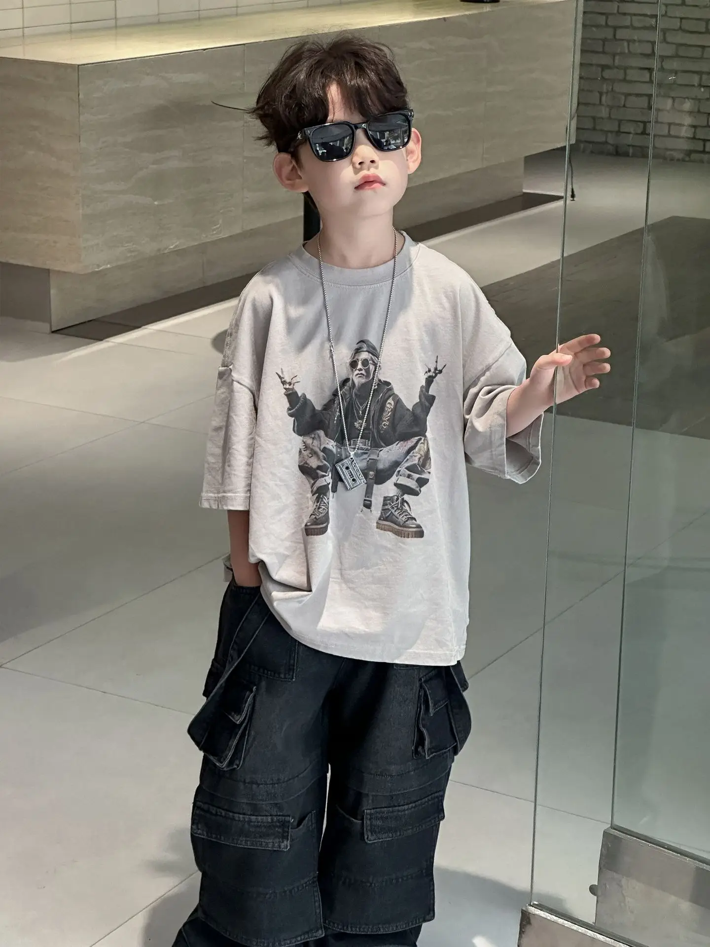 Kids Pure Cotton Graphic T-Shirt Summer Boys Loose Fit — feature 3