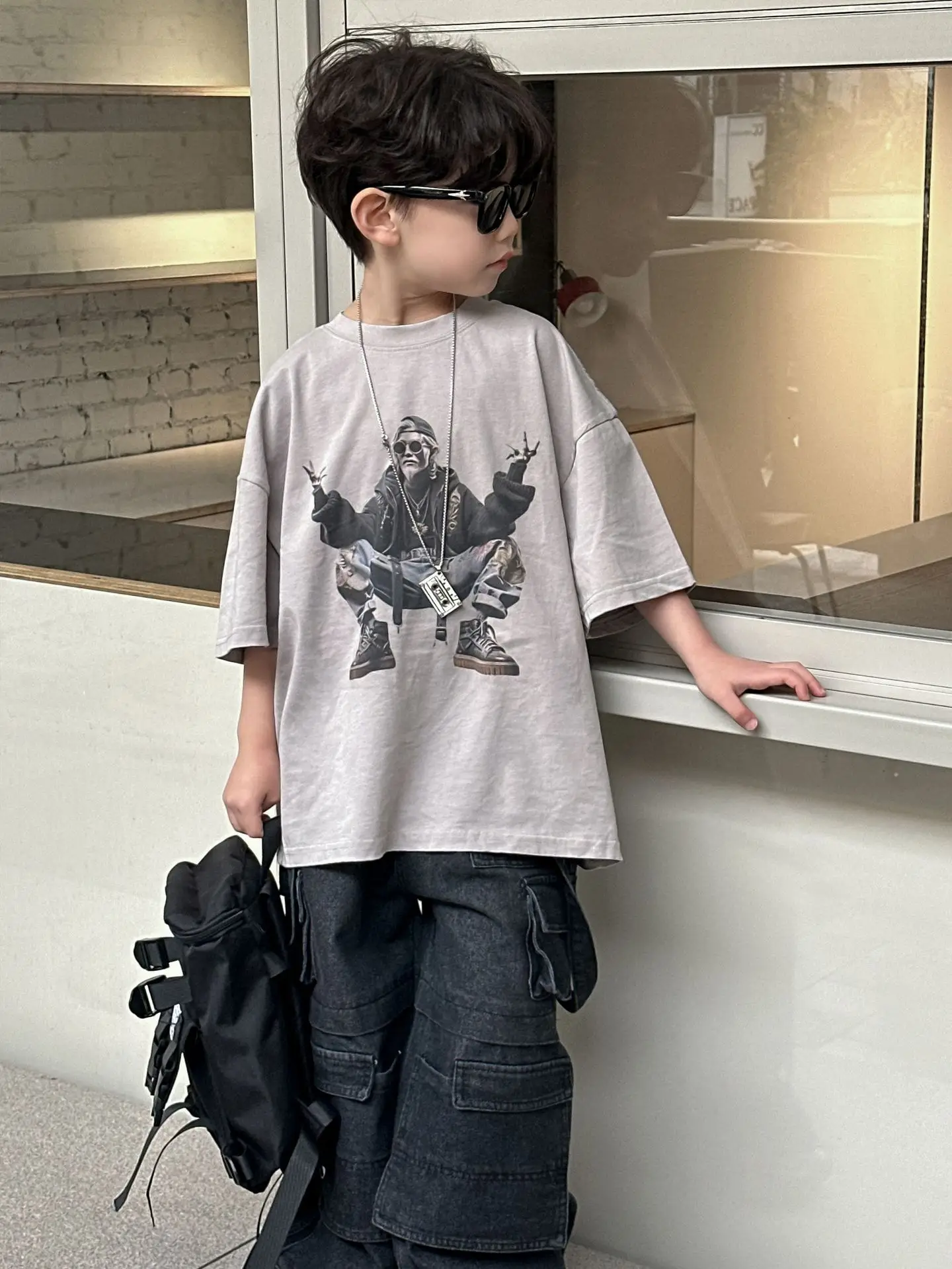 Kids Pure Cotton Graphic T-Shirt Summer Boys Loose Fit — feature 7