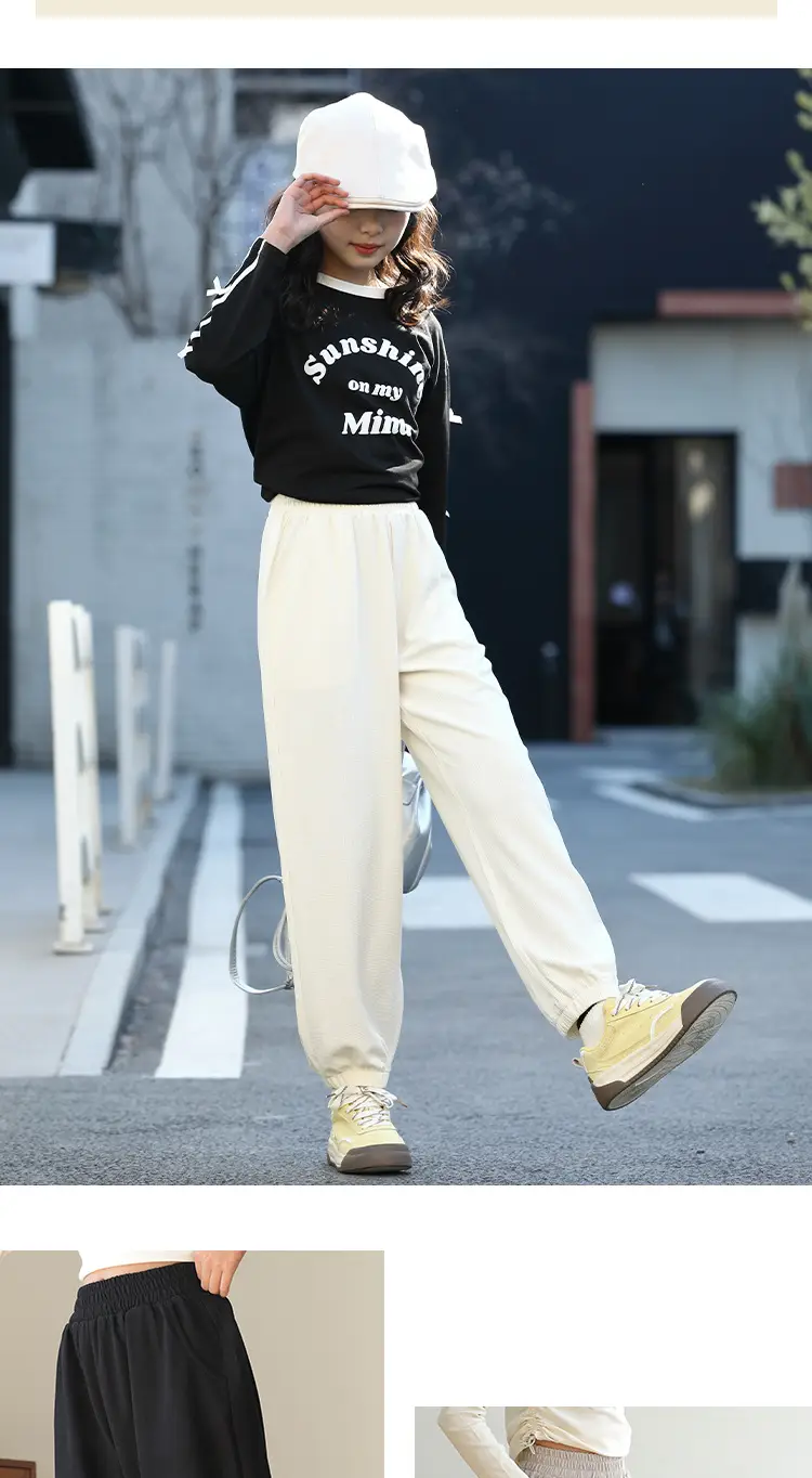 Girls Sweatpants Black Slimming 2025 Spring — feature 9