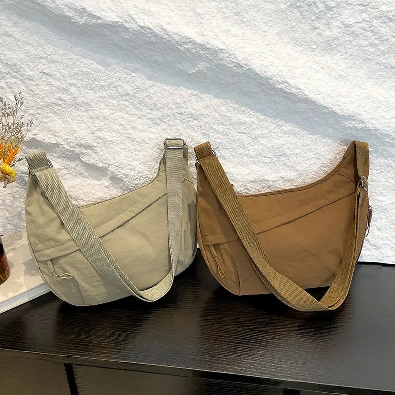 2025 New Style Crossbody Bag Large Capacity Nylon Women's Tan - Image 9