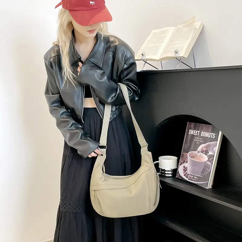 2025 New Style Crossbody Bag Large Capacity Nylon Women's Tan - Image 10