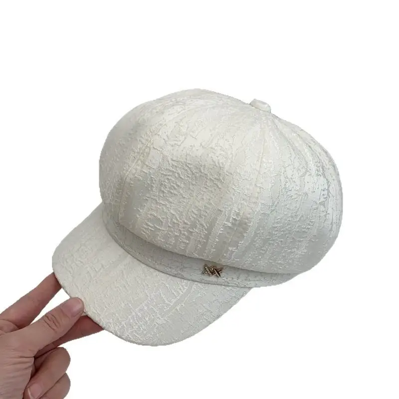 White Pleated Cap for Girls Women Summer Wear - Image 6