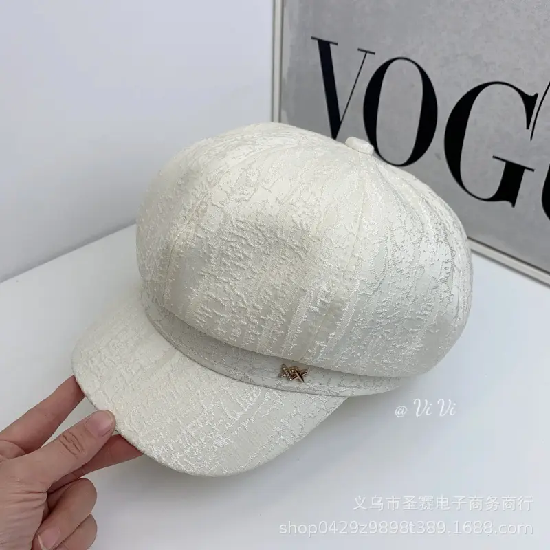 White Pleated Cap for Girls Women Summer Wear - Image 2
