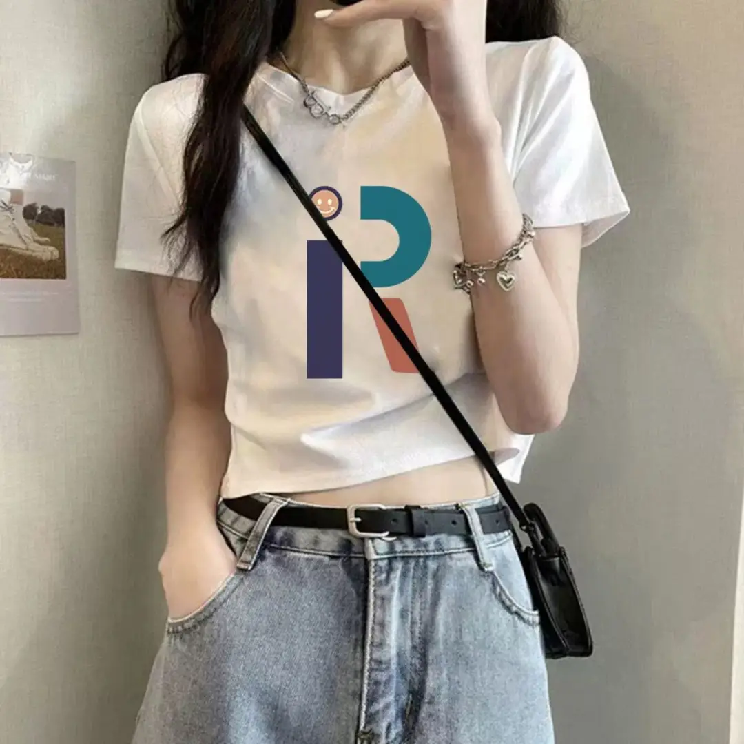 Cotton Short-sleeved T-shirt Women's White Shoulder Summer New Design Sense Slim-fit High Waist Short Cropped Cotton Top — feature 12