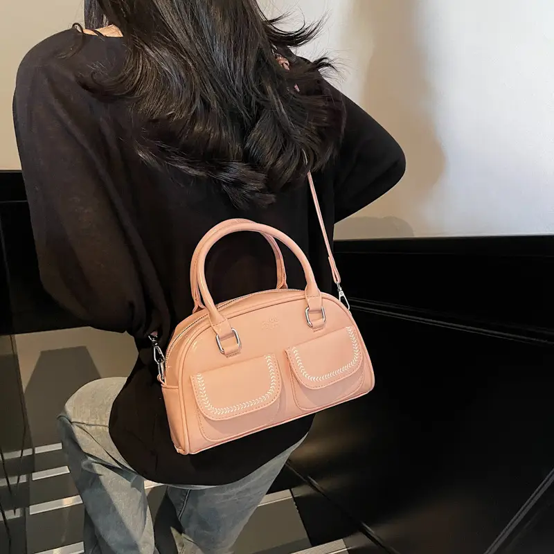 Women's Vintage Boston Style Shoulder Crossbody Bag Beige