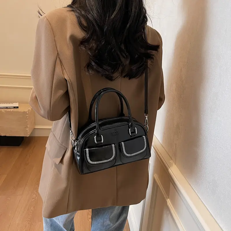 Women's Vintage Boston Style Shoulder Crossbody Bag Beige