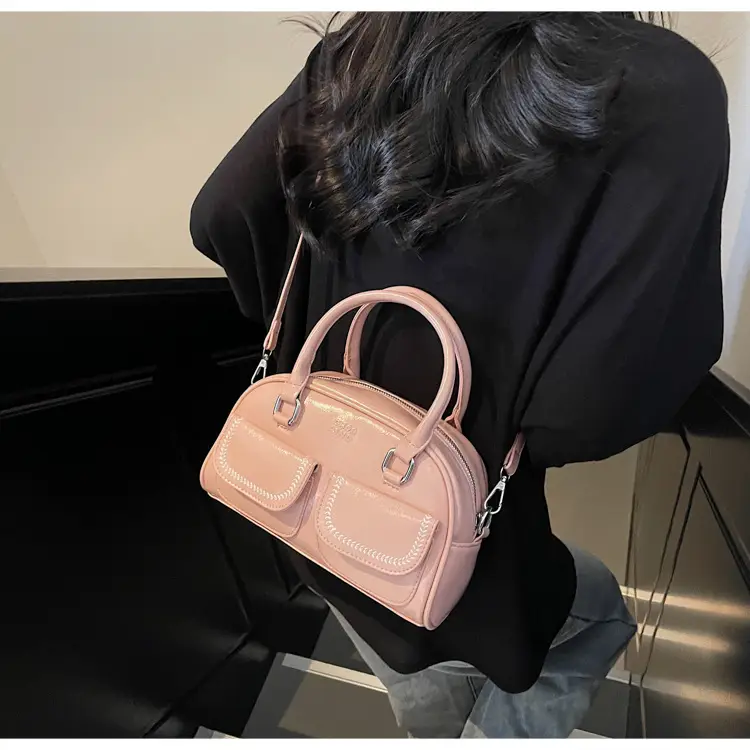 Women's Vintage Boston Style Shoulder Crossbody Bag Beige — feature 24